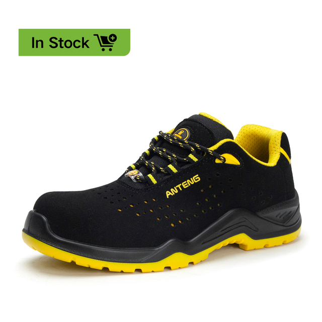 ANTENG Breathable And Sweat-wicking ESD Anti-Static Anti-smash Anti-Puncture Anti-Slip Multi-Functional Work Shoes Safety Shoes for Men Or Women 