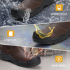 ANTENG Brown Slip-on Cow leather Upper Steel Toe Cap Safety Boots water-resistant 