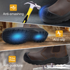 ANTENG Brown Slip-on Cow leather Upper Steel Toe Cap Safety Boots water-resistant 