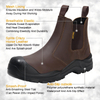 ANTENG Brown Slip-on Cow leather Upper Steel Toe Cap Safety Boots water-resistant 