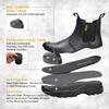 ANTENG Black Slip-on Cow leather Upper Steel Toe Cap Safety Boots water-resistant 