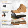 ANTENG Genuine Leather SAFETY WORK BOOTS Rubber Outsole Anti-smash S1P ESD for Men 
