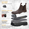ANTENG Brown Slip-on Cow leather Upper Steel Toe Cap Safety Boots water-resistant 