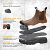 ANTENG Brown Slip-on Cow leather Upper Steel Toe Cap Safety Boots water-resistant